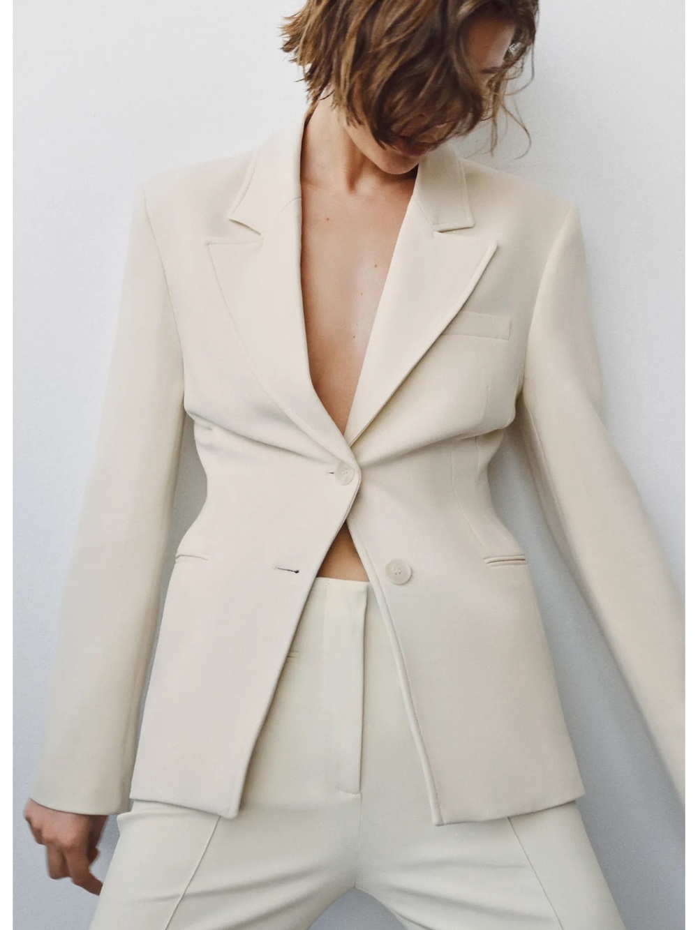 Cream Tailored Women's Blazer Jacket
